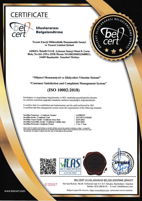 ISO 10002:2018 Müşteri Memnuniyeti ve Şikayetleri Yönetim Sistemi