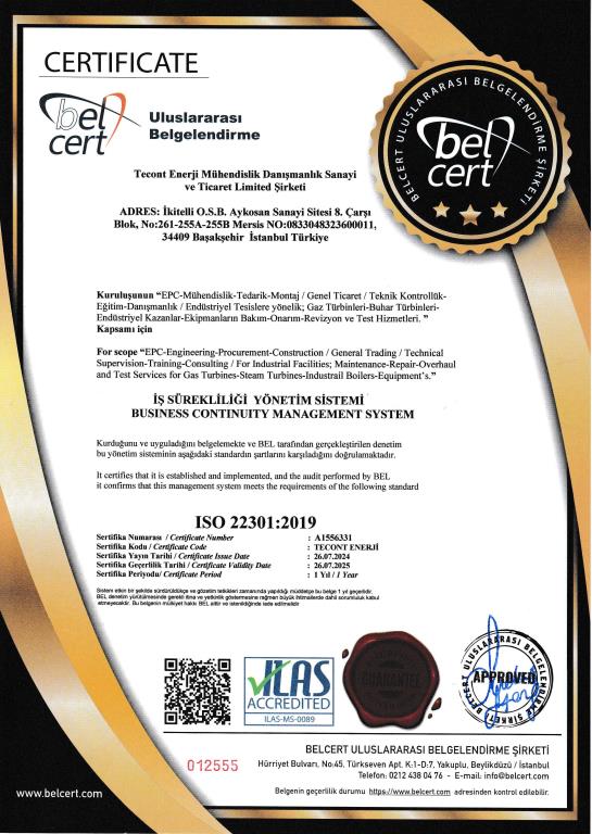 ISO 22301:2019 İŞ SÜREKLİLİĞİ YÖNETİM SİSTEMİ